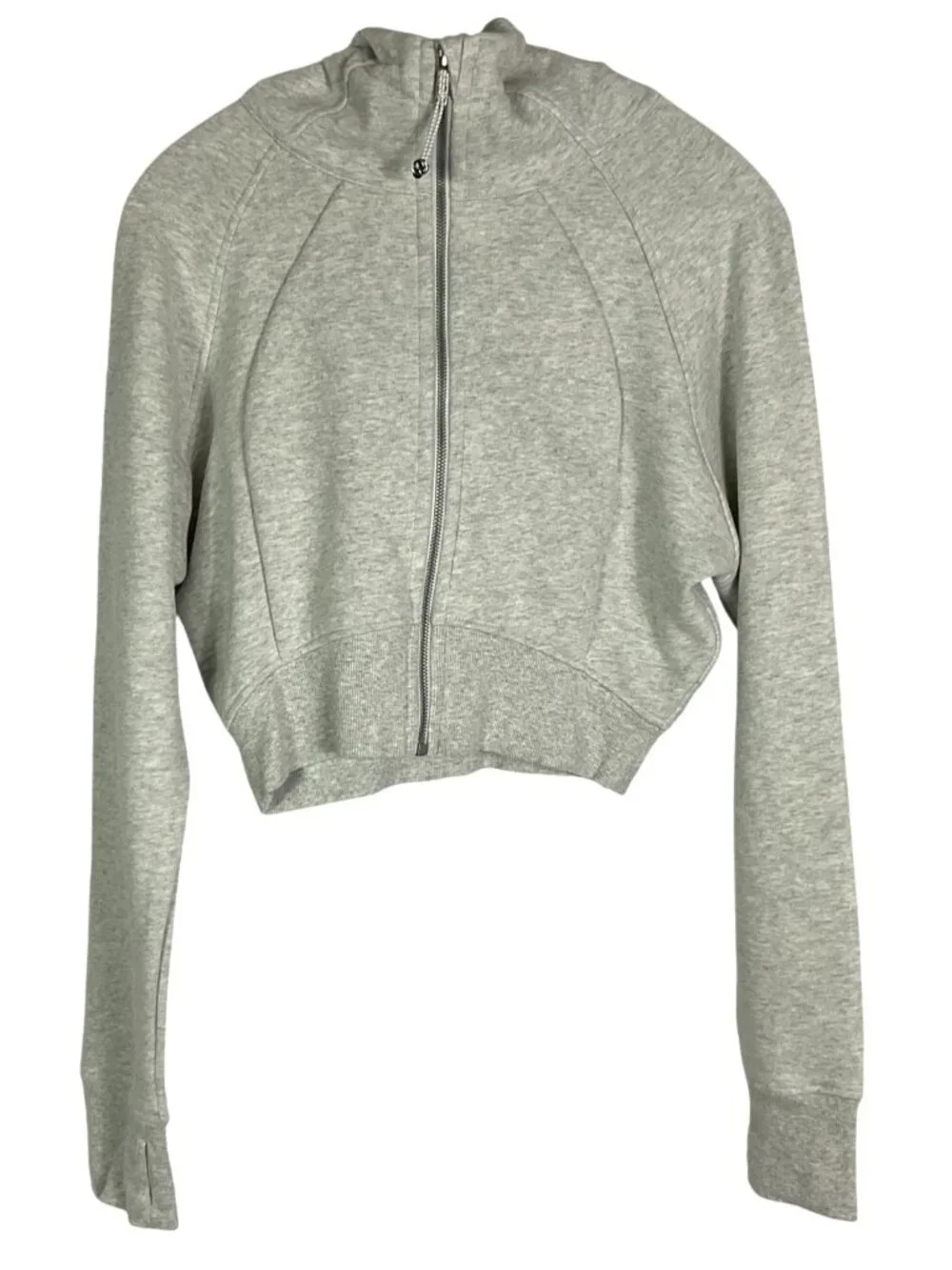 lululemon Scuba Full Zip Cropped Hoodie Heathered Core Ultra Light Grey Size 8